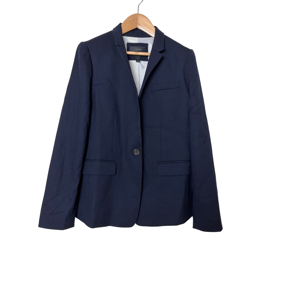 J.Crew Regent Blazer Navy Blue Wool Blend Jacket Size 6